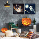 stnckic 2 Pcs Halloween Paint by Numbers Kits for Kids Framed,Ghosts Adults' Paint-by-Number Kits on Canvas Easy Acrylic Oil Painting by Number for Adults Halloween for Home Decor 8x8 inchs stnckic