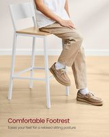 VASAGLE Bar Stool Set of 2, Bar Chairs for Kitchen, Dining Room, Industrial, Oak Beige and White ULBC070W09 VASAGLE