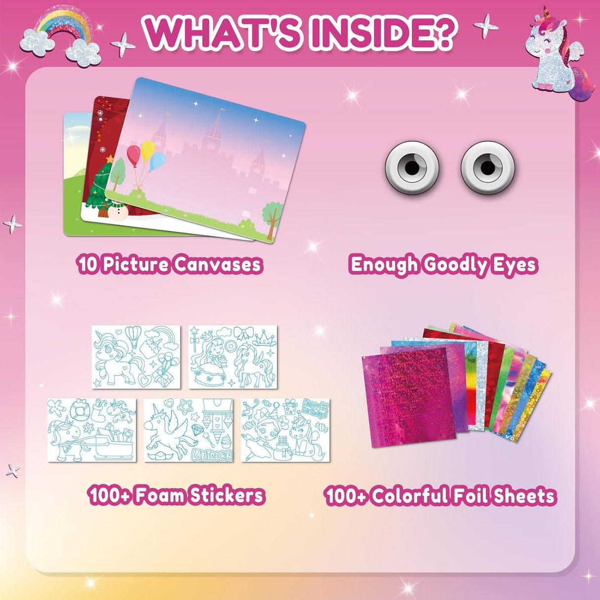 ZMLM Foil Art Kit for Kids - Arts Crafts Fun Mess Free Activity, Gifts for Ages 4 5 6 7 8 9 Girls Boys, Crafts for Kids Creative Birthday Easter Basket Stuffers Gifts Toys (Unicorn) ZMLM