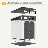 DWVO 6x6 FT Outdoor Storage Shed, All-Weather Resin Garden Tool Shed with Floor & Lockable Door, Plastic Outside Tool Garden Shed with Windows & Vents for Backyard Garden Patio Lawn, Black&Gray DWVO