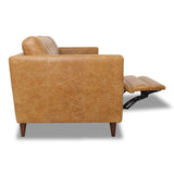 Ashcroft Furniture Co Brown Leather Reclining Couch Sofa - Mid Century Modern Button Tufted Left Facing Power Recliner Couches for Living Room, Apartment, Loft, and Office, Ludwig Ashcroft Furniture Co