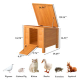 Wooden Rabbit Hutch Indoor and Outdoor, Weatherproof Cat House Hideout, Guinea Pig Cages with Lockable Door, Idea for Squirrel, Ducks, Tortoises, Pigeons, Small Animal - 16.93"L x 16.54"W x 20.08"H B