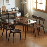 Grewood 100% Solid Oak Wood Dining Chairs,Mid Century Modern Dining Chairs with Rounded Backrest,Kitchen,Dining Room Chairs Set of 1/2/4 (4, Walnut color) Grewood