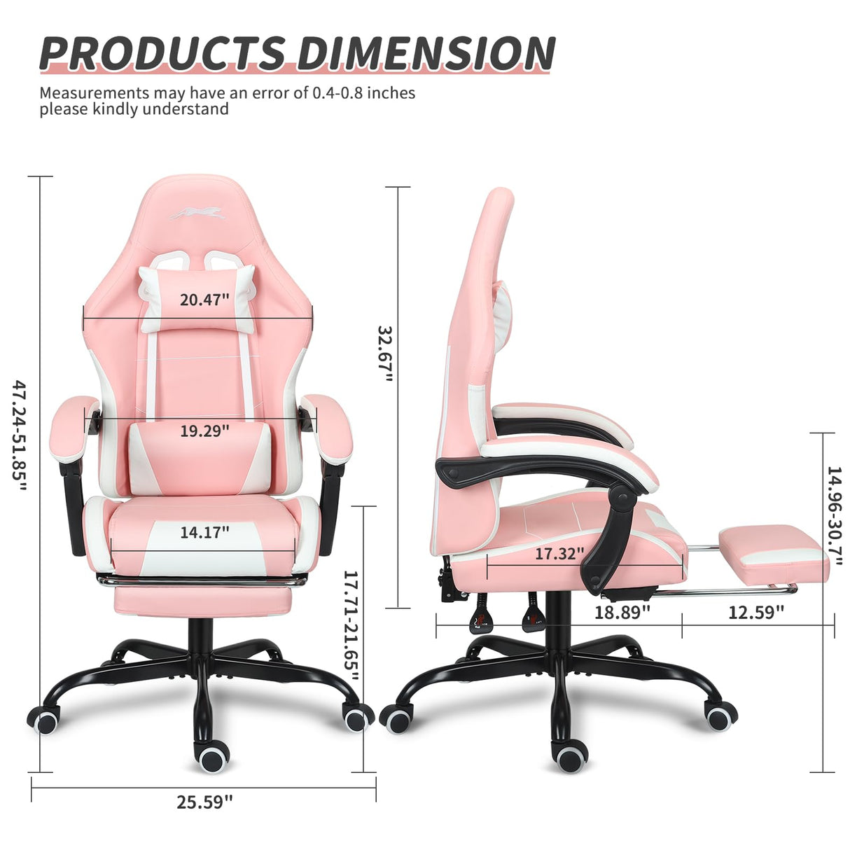 Leopard Gaming Chair with Footrest, Height Adjustable Game Chair with Lumbar Support, Video Gaming Chair for Gaming Room, Living Room and Office - Pink/White Leopard Outdoor Products