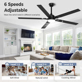Acesal 72 Inch Ceiling Fans with Lights&App-Large Outdoor Ceiling Fan with Quiet DC Motor Dimmable 6 Speeds Timing Reversible Modern Industrial Ceiling Fan for Living Room Patio Indoor Outdoor-Black Acesal