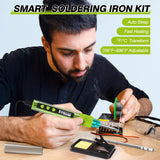 Soldering Iron Kit, Soldering Gun with OLED Digital Display, 8 Seconds Fast Heating 356-896℉ Solder Kit, Auto Sleep, Includes Solder Wire, Stand, T12 Tips for Electronics, Green(With Power Adapter) Crtsweker