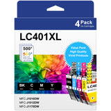 LC401XL Ink Cartridges for Brother Printer Compatible LC401 Ink Replacement for Brother LC401 Ink Cartridges LC401XL High Yield to use with Brother MFC-J1010DW MFC-J1012DW MFC-J1170DW (4 Pack, XL) RGiNK