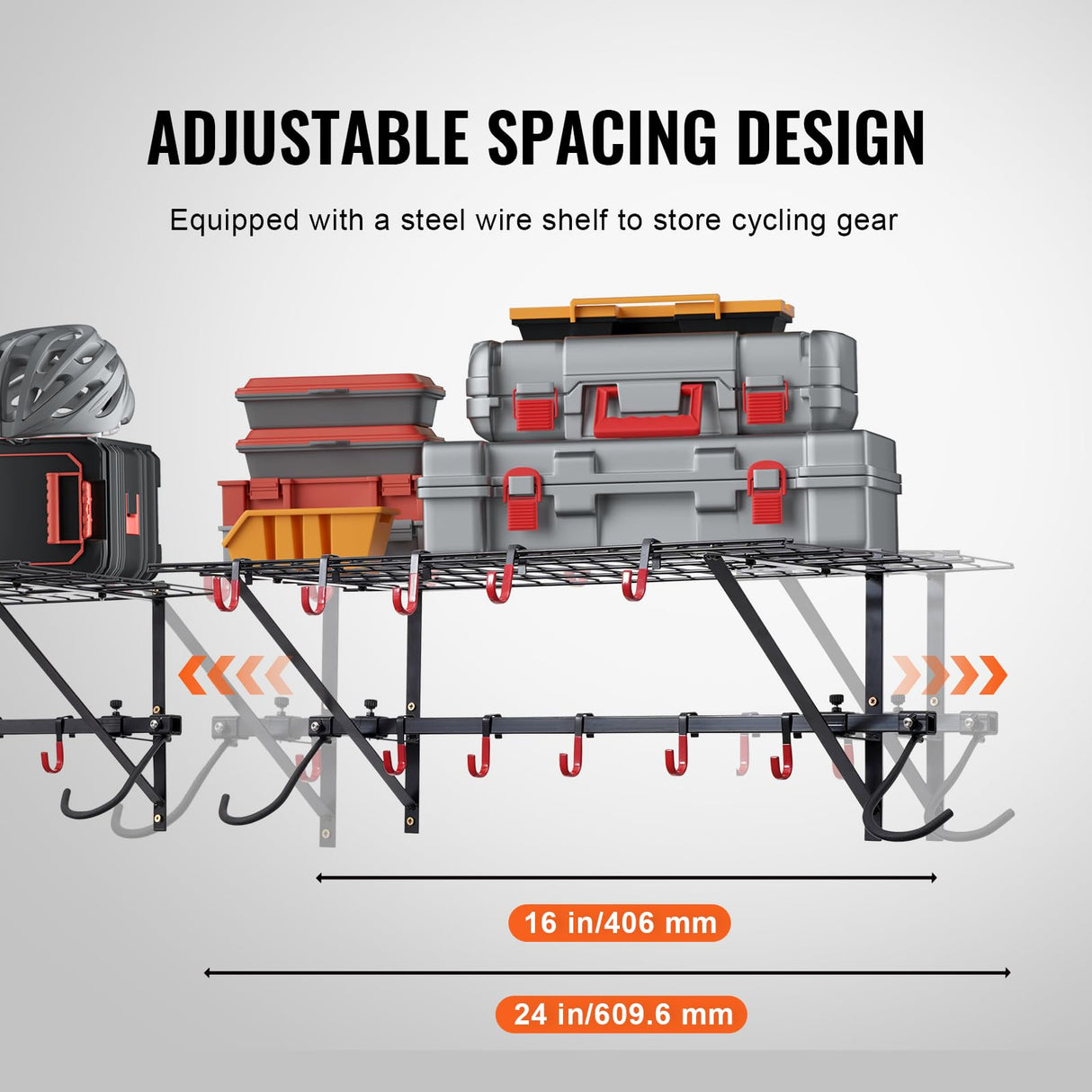 VEVOR Bike Storage Rack, 4 Bike Racks, Wall Mount Bike Storage Hanger with 2 Shelves, Home and Garage Organizer, Customizable for Various Bike Sizes, Adjustable Holder, Holds Up to 500 lbs, 63-inch VEVOR