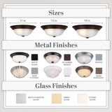 DESIGNERS FOUNTAIN 2-Light Flush Mount Ceiling Light, 11 Inch Lighting Fixture for Kitchen, Bedroom, Bathroom, and Hallway, White Alabaster Glass, Oil Rubbed Bronze, 1257S-ORB-AL DESIGNERS FOUNTAIN