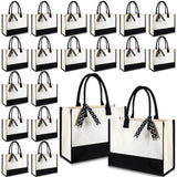 Saillong 20 Pcs Canvas Tote Bag Bulk Initial Women Gift Bags 15.7 x 11.8 x 6.7 Inches Sublimation Personalized Blank Shopping Bags with Handle Grocery Bag for Wedding Bridesmaid, Birthday, White Black Saillong
