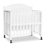 DaVinci Charlie Folding Portable 3-in-1 Convertible Mini Crib and Twin Bed in White, Removable Wheels, Greenguard Gold Certified DaVinci