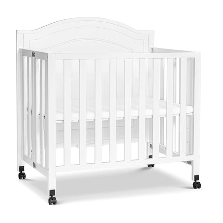 DaVinci Charlie Folding Portable 3-in-1 Convertible Mini Crib and Twin Bed in White, Removable Wheels, Greenguard Gold Certified DaVinci
