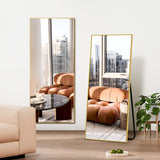 HIGREENA Full Length Mirror, 56"x20" Full Body Mirror, Floor Mirror with Aluminum Alloy Frame, Free Standing Mirror, Mirror Full Length Hanging or Leaning Against Wall, Gold HIGREENA