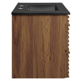 Modway Render 30" Wall-Mount Bathroom Vanity in Walnut Black Modway