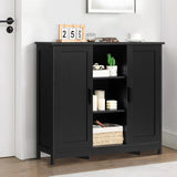 Iwell Storage Cabinet with 2 Doors and 4 Storage Shelves, Bathroom Cabinet, Cupboard for Living Room, Home Office, Entryway, Black Iwell