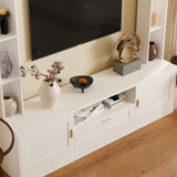 MOUMON Large Entertainment Center with Bookshelf, Wall Units with Doors and Drawer, TV Stand Media Console with Open Shelves for Living Room, White, 15.1”D x 70.9”W x 75.7”H MOUMON