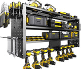 RacKeaLsi Large Power Tool Organizer Wall Mount, 4 Layer Garage Storage Cordless Tool Organizer with 8 Drills Holder, Heavy Duty Premium Metal Load 400 lbs, Ideal Garage Organization Gifts for Men RacKeaLsi