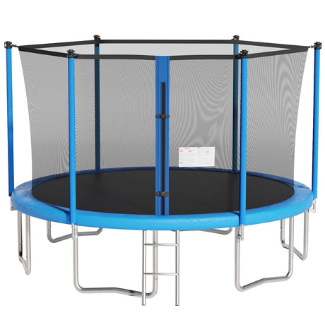 PayLessHere Trampoline 8FT 10FT 12FT 14FT Trampoline with Enclosure ASTM Approved-Combo Bounce Exercise Trampoline PVC Spring Cover Padding for Kids and Adults (Blue, 14FT) PayLessHere