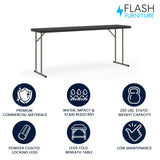 Flash Furniture Kathryn 6' Plastic Folding Training and Event Table, Rectangular Folding Training Table with 220-lb. Static Weight Capacity, Black Flash Furniture