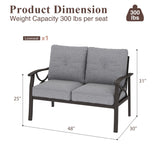 RoyalCraft Patio Loveseat, All-Weather Outdoor 2 Seats Sofa Couch,Khaki Metal Furniture with Gray Cushions RoyalCraft