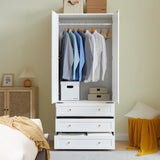 PHOYAL Wardrobe Closet Armoire, 71 "Wardrobe Armoire Wooden Closet with 4 Doors, 6 Drawers Household Freestanding Wooden Closet Storage Cabinet for Bedroom, White - 2 PHOYAL
