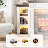 70" Electric Fireplace with Mantel, LED Fireplace TV Stand for TVs Up to 80 Inch, Farmhouse Entertainment Center with Storage, Realistic Stacked Stone Surround with Remote Control for Living Room LGHM