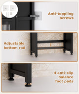 Cozivolife Over The Toilet Storage Cabinet with Drawer and Flip Door, Bamboo Bathroom Organizer Shelf with Anti-Tip Design and Waterproof Feet Pad,Freestanding Rack Above WC Space Saver (Black) Cozivolife