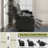 Consofa Power Reclining Loveseat with Console, Power Loveseat Recliner Sofa with Heat and Massage, Extended Footrest, Loveseat Recliner with Cup Holders, Lumbar Support for Living Room, Home Theater Consofa