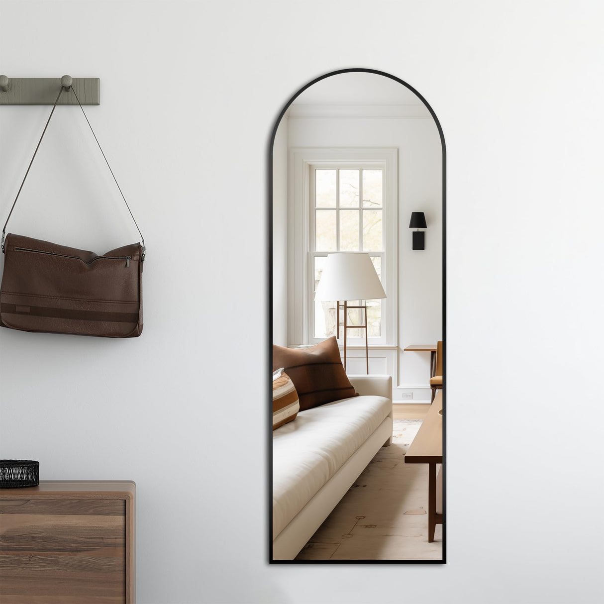 Delma Arched Mirror Full Length,Standing Mirror,Large Floor Mirror with Stand for Wall Entryway Door Bedroom Bathroom Living Room Delma