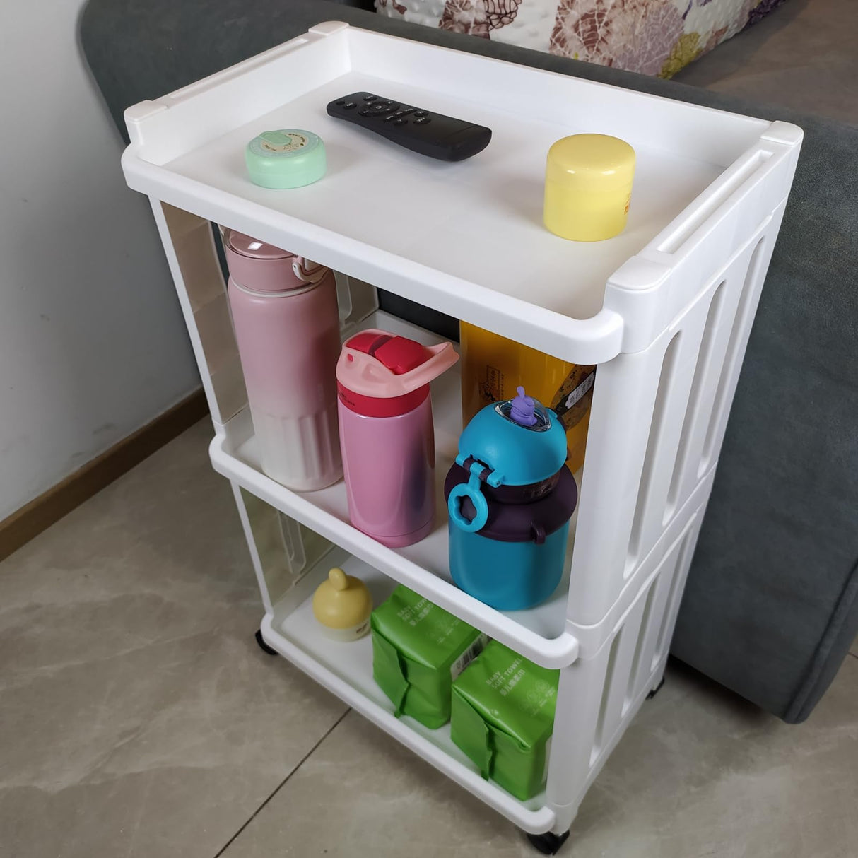 TENBOAT 3 Tier Rolling Storage Cart for Bathroom Toilet Side Storage Shelf with Wheels Movable Organization Rack Organizer Shelving Unit Bathroom Cart Office Cart (Normal Size) TENBOAT