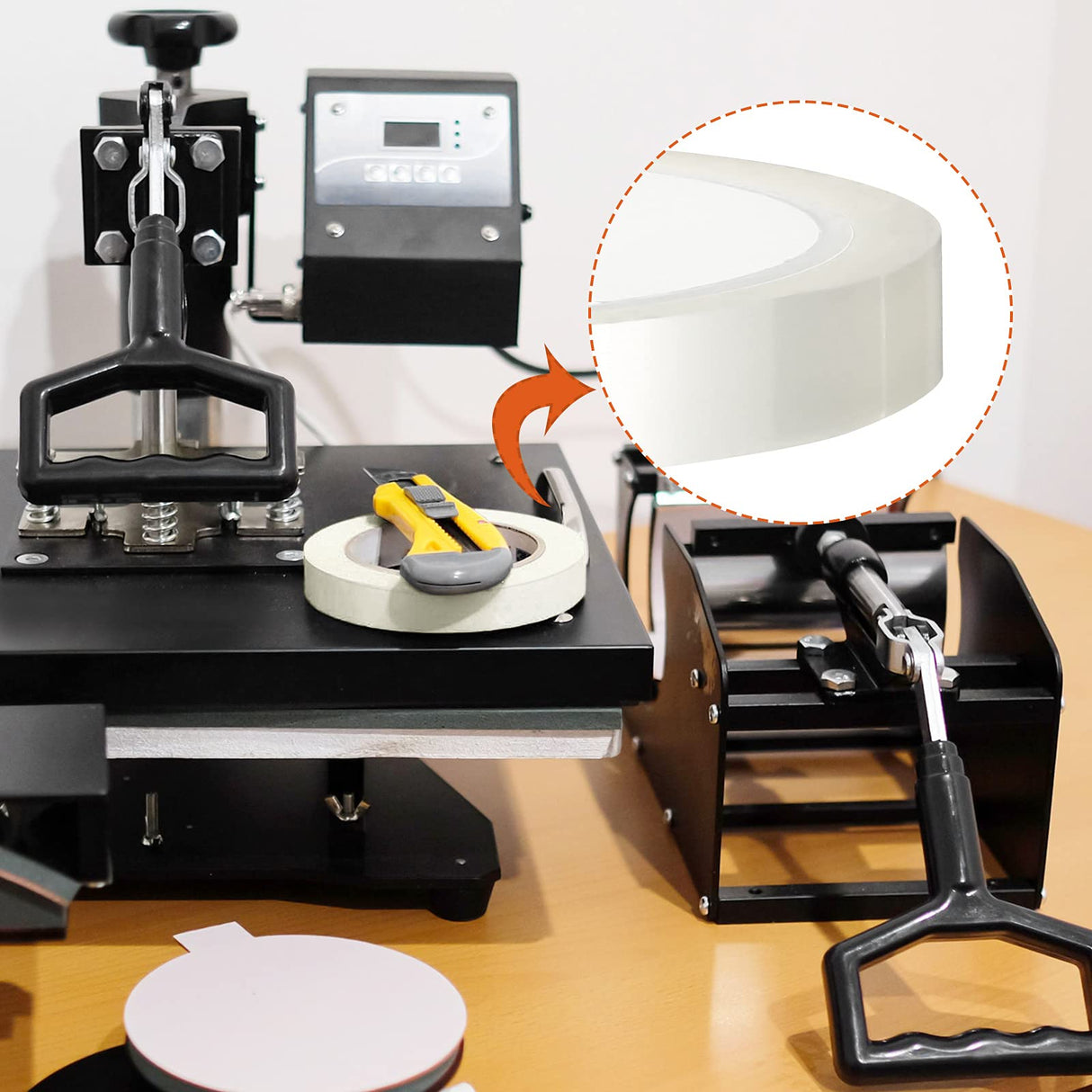 4 Rolls Heat Tapes for Heat Press, Heat Transfer Tape Sublimation Heat Resistant Temperature Tape for Electronics Printing DIY Crafts on T-Shirt Fabrics, 10 mm x 33 m, 20 mm x 33 m (Transparent) Outus