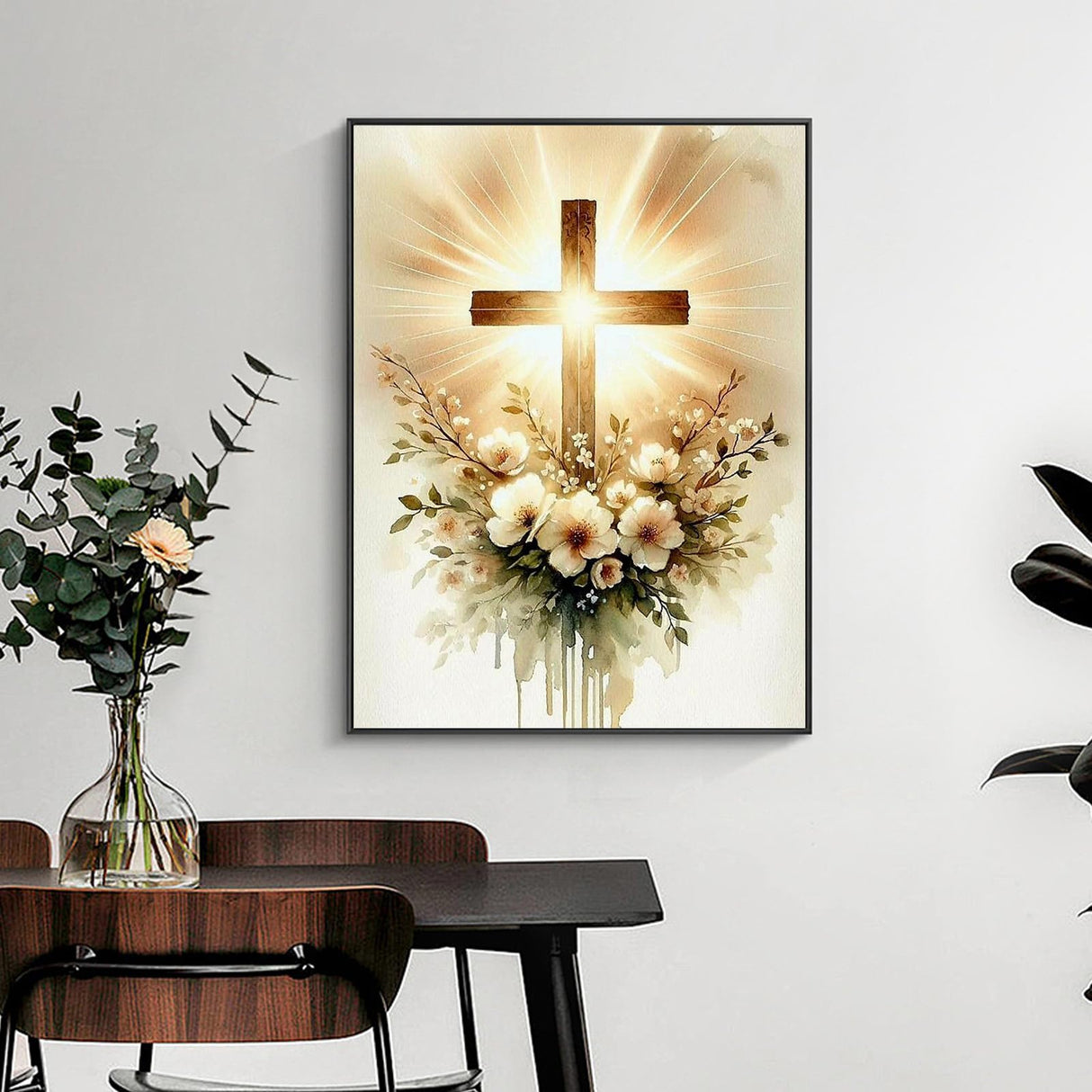 Yezavesu Religious Cross Diamond Art Kits for Adults, Jesus Christ Cross 5D Diamond Painting Kit for Beginners, DIY Round Full Drill Painting with Gem Art Craft Kits for Home Wall Decor 12x 16 Inch Yezavesu