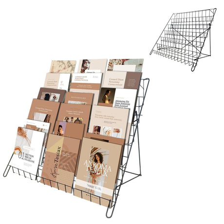 NEESEEYEE 6 Tier Wire Magazine Rack - Comic Book Rack Wide Wire Tabletop Display Rack for Exhibitions Office Table Top Book Brochure Literature Comic Greeting Card Shelf Holder Stand NEESEEYEE