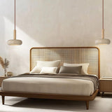 JIANTLAIUS 2PCS Japanese Wabi-sabi Style Pendant Light Round Natural Stone Shade Nordic Wood Chandelier Bedroom Bedside Light 12W for Living Dining Room Table Ceiling Hanging Lamp JIANTLAIUS