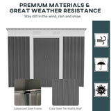 Outsunny 8' x 3.5' Metal Lean to Garden Shed, Outdoor Storage Shed, Garden Tool House with Double Sliding Doors, 2 Air Vents for Backyard, Patio, Lawn, Gray Outsunny