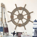 Asense Ornamental Wall Decoration Wooden Nautical Ship Steering Wheel, 24-inch, Brown Asense