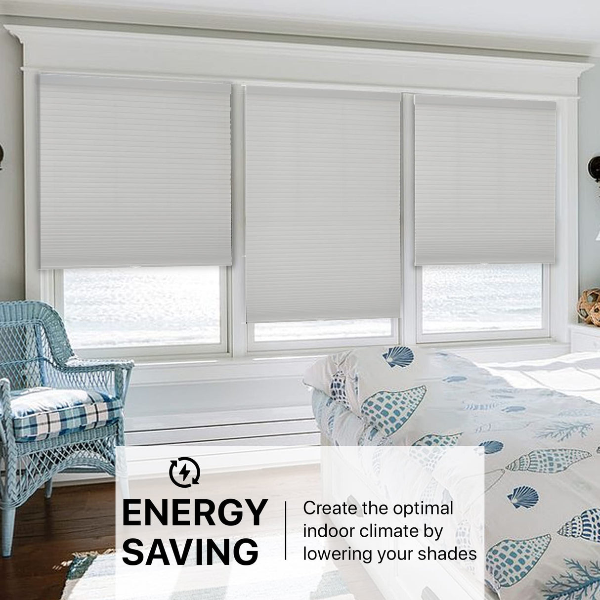 Chicology Cordless Cellular Shades, Blackout Window Blind, Evening Mist (Blackout) - 46"W X 48"H CHICOLOGY