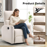 HAOMARKETS Swivel Rocker Recliner Chair, Manual Faux Leather Glider Rocking Recliners for Adults, 360° Swivel Nursery Reclining Sofa with Padded Backrest for Living Room, White HAOMARKETS