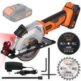 Yunirvana Mini Circular Saw, 20V 3400RPM Professional Cordless Circular Saw, Adjustable Angle and Depth,Max Cutting Depth 1-2/3"(90°), 1-1/8"(45°), Laser Guide, Rip Guide Yunirvana