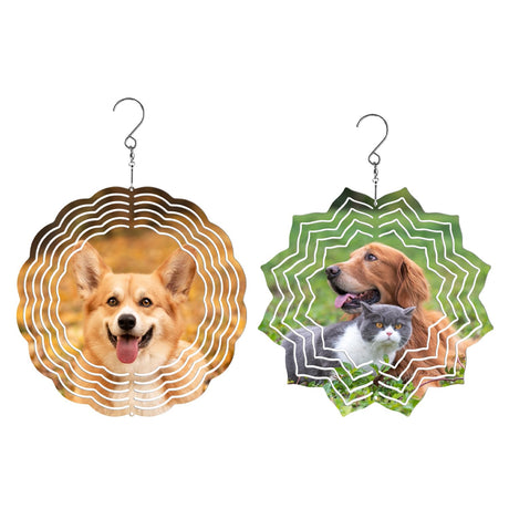 Encooldesty 2 pcs 8 inch Sublimation Wind Spinner Blank,Hanging Wind Spinners Sublimation Blanks,Aluminum Metal Wind Sculptures,Indoor Outdoor Garden Decoration Encooldesty