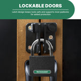 Ketive Outdoor Storage Cabinet Wood & Metal, Tall Tool Shed with Weatherproof, Double Lockable Doors, Removable 3 Shelves, Adjustable Feet for Patio, Garden, Backyard, Lawn, 32" x 15.5" x 66" (Brown) ketive