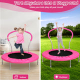 Lyromix 36 Inch Mini Trampoline for Kids, Indoor Toddler Rebounder Trampoline with Handle, Pink Lyromix