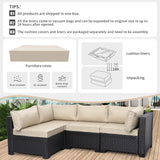 Valita Outdoor Furniture Replacement Cushions, Fits 4-seat Sectional Rattan Conversation Set, 10-Piece Patio Water-Resistant Replacement Sofa Cushions, Liner&Cover (Khaki) Valita