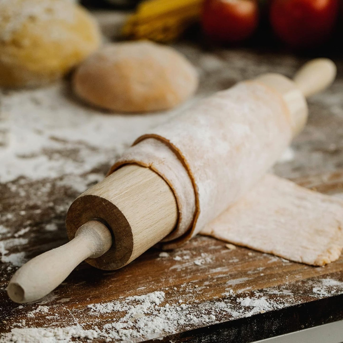 HelferX 17.6 inch Wooden Rolling Pin for Baking - Long Dough Roller for All Baking Needs