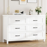 Jocoevol White Farmhouse 6 Drawer Dresser for Bedroom - Large Double Dressers TV Stand with Deep Drawers Dressers for Hallway, Entryway - Off White Jocoevol