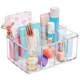 STORi 5-Compartment Clear Plastic Organizer | Rectangular Divided Makeup and Vanity Storage Bin and Office Desk Caddy | Scalloped Wall Design | Made in USA STORi