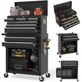 Wanmwill Tool Chest, 8-Drawer Rolling Tool Storage Cabinet with 2 in 1 Detachable Top Tool Box, Liner, Lockable Wheels, Side Hooks, Locking Mechanism, Metal Tool Cart for Garage (Black) Wanmwill