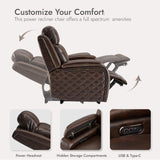 Watson & Whitely Genuine Leather Power Recliner Chairs for Adults, Zero Gravity Recliner with Power Headrest & Hidden Storage, Electric Reclining Sofa Chair for Living Room, Home Office, Dark Brown Watson & Whitely