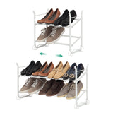 SunnyPoint Expandable & Stackable 2-Tier Shoe Rack – Adjustable Shoe Organizer for Entryway, Closet or Bedroom, Holds 4 to 8 Pairs, Space-Saving Metal Shoe Storage Shelf (17.5"–31.49" W) (WHT, 2 Tier) SunnyPoint