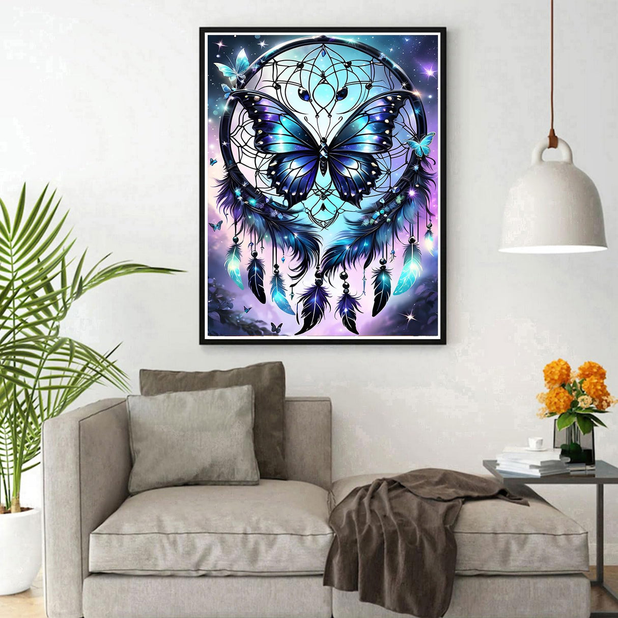 DPHERO Butterfly Diamond Painting Kits for Beginners Adults,5D DIY Dreamcatcher Diamond Art Kits,Round Full Drill Feather Diamond Painting Art,DIY Painting by Numbers Diamond Art Painting 12x16 inch DPHERO